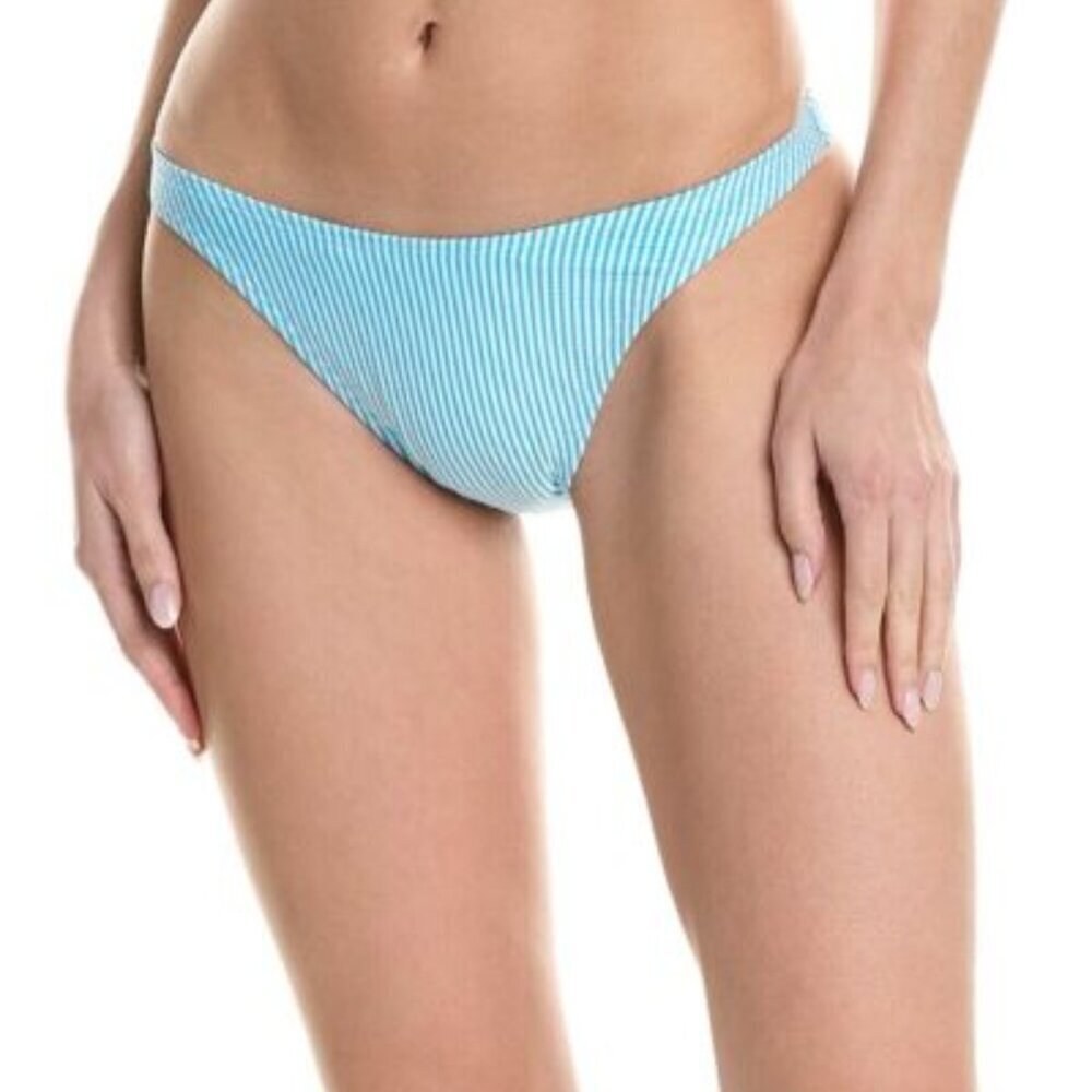 NEW Lilly Pulitzer Pico High Cut Bikini Bottoms Blue Seersucker Size 10 NWT